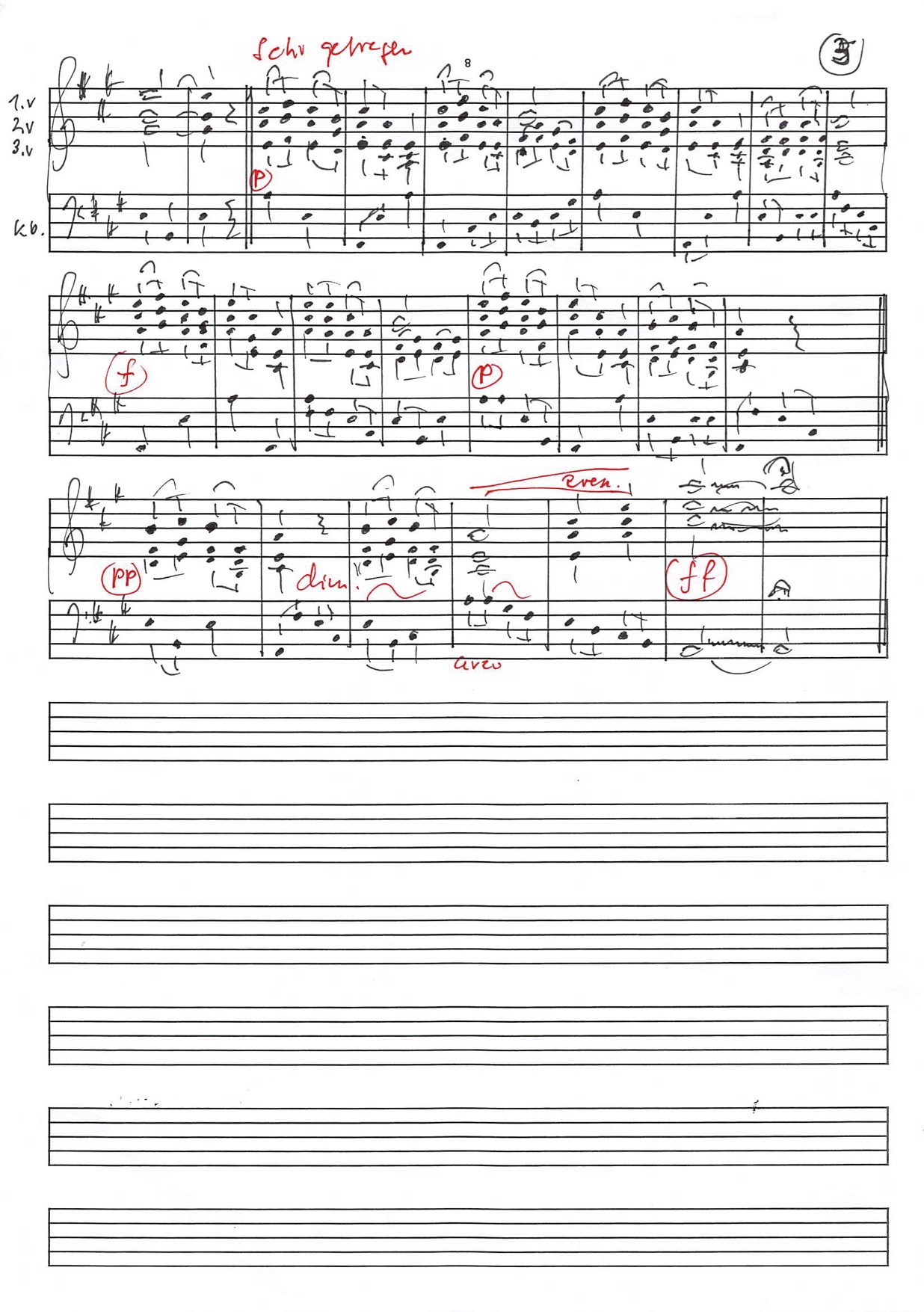 Notenmanuskript der Symphonie Porsche Seite 3