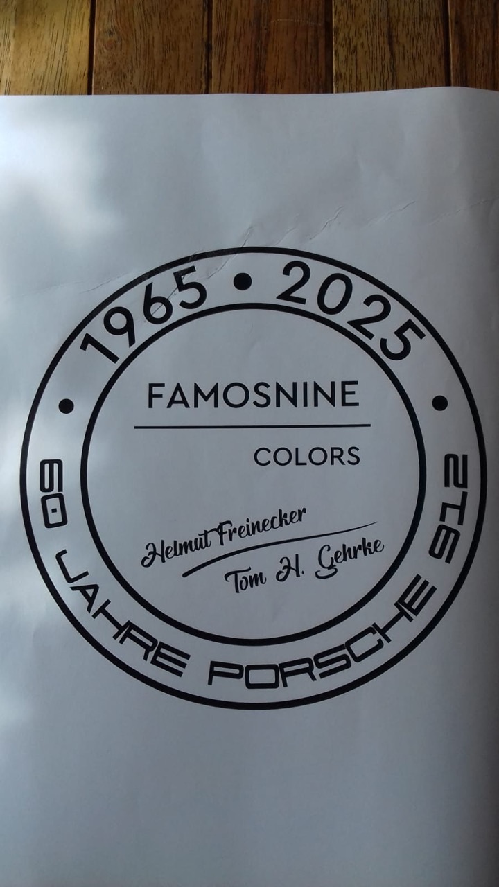 FamosNine Colors Signet mit Entwurf und Schriftzug zum Porsche 912 Projekt