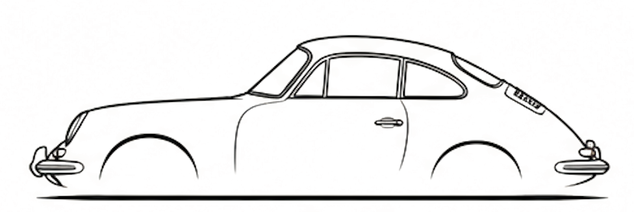 Stilisierte Silhouette der Porsche 356 Modellreihe bei MasterTec