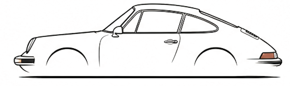 Stilisierte Silhouette des Porsche 911 und 912 F-Modells bei MasterTec
